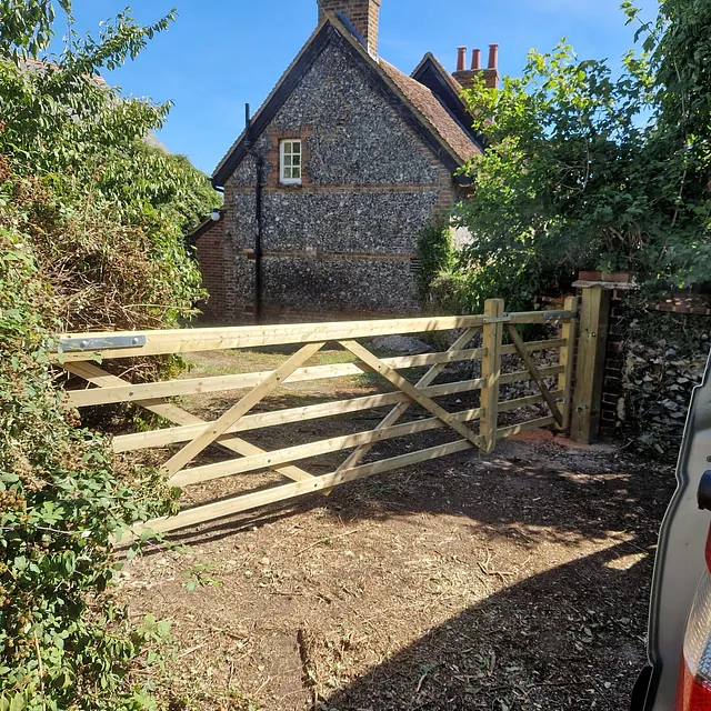 Large wooden driveway gate